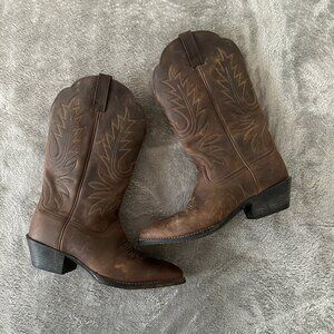 Ariat Heritage R Toe Western Distressed Boots Brown Women's size 6.5 B 10001021